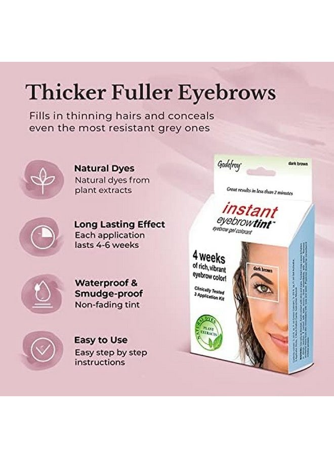 Godefroy Instant Eyebrow Color, Medium Brown, 0.18 ounces, 12-weeks of long lasting, 3-applications per kit, 3 Count (Pack of 1)