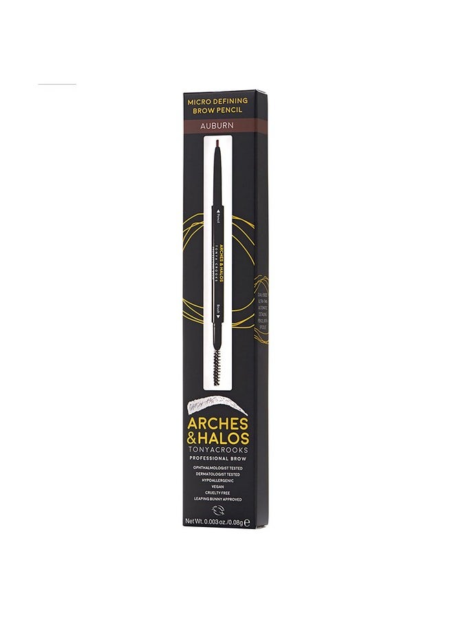 Arches & Halos Micro Defining Brow Pencil - Fuller and More Defined Brows - Long-Lasting, Smudge Proof, Rich Color - Dual Ended Pencil with Brush - Vegan and Cruelty Free Makeup - Auburn - 0.003 oz