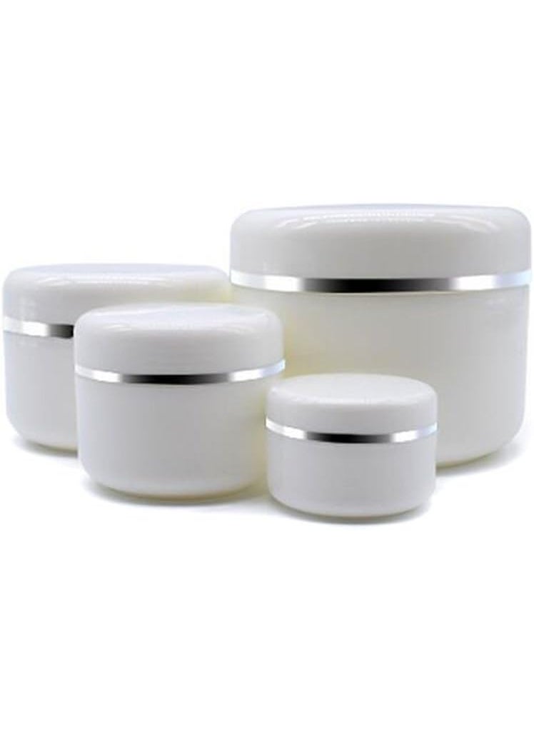6PCS 8.5oz Ounce Empty White Silver Edge Portable Refillable Plastic Cosmetic Makeup Face Cream Jar Sample Container Bottle Pot (250ml(8.4oz)-6PCS)