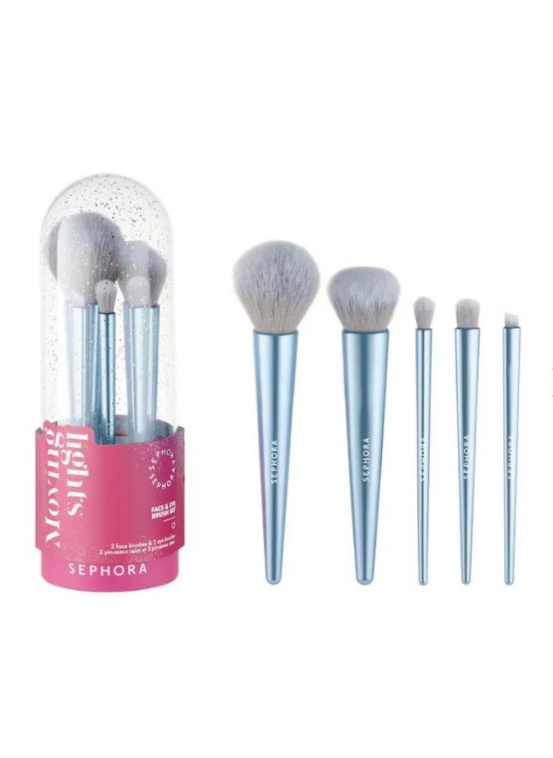 Sephora Favorites Limited Edition Moving Lights Face & Eye Brush Set - 2 Face Brushes and 3 Eye Brushes
