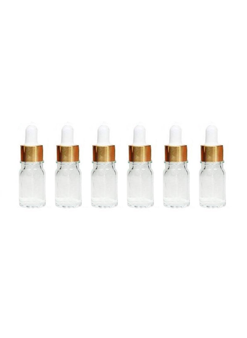 6Pcs Empty Refillable Clear Glass Essential Oil Dropper Bottles Sample Container Makeup Cosmetic Jars With Glass Eye Dropper and White Rubber Caps(15ml)
