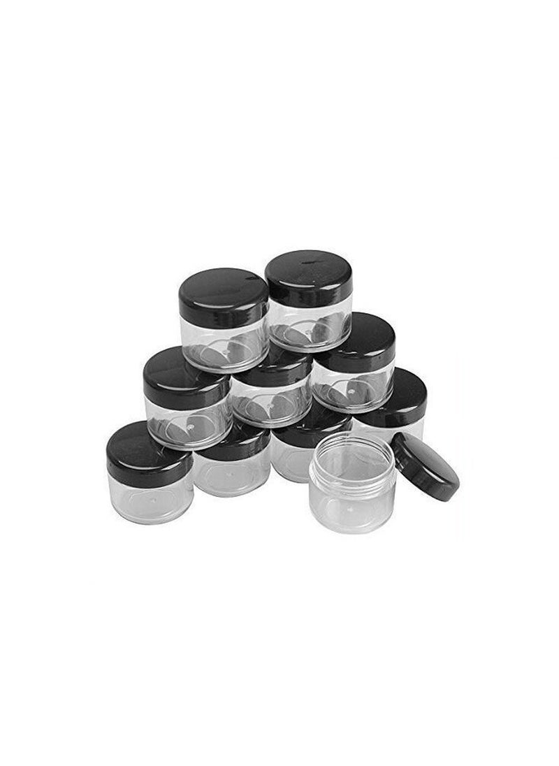 10Pcs 0.5 oz Clear Plastic Cosmetic Jar - Empty Refillable Round Sample Bottles Containers with Black Screw on Lid for Kitchen Use Slime Beauty Products Cosmetic Lotion