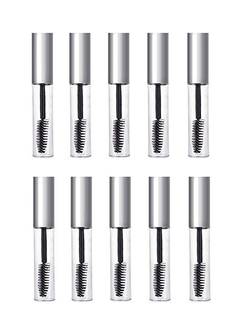 10 Pieces 10ml/0.33oz Empty Clear Plastic Eyelash Tube Bottles-Refillable Mascara Container with Inner Plug and Silver Cap