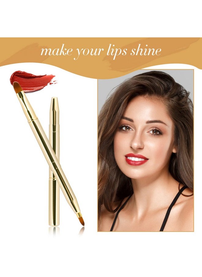 2 Pack Retractable Lip Brush for Lipstick Lip Gloss Double-Ended Lip Makeup Brushes with Cap Lipstick Brush Applicator Travel