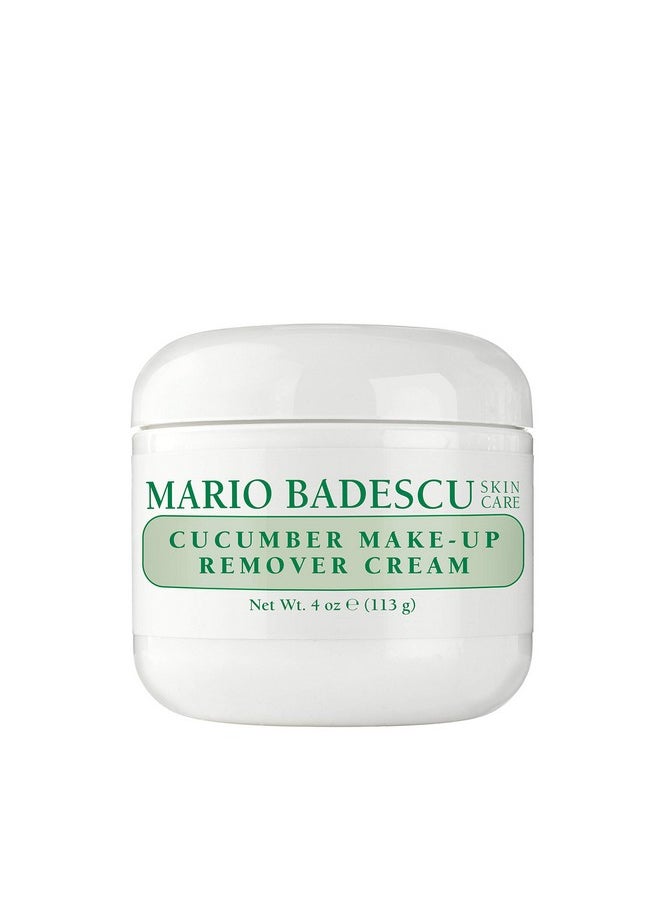 Mario Badescu Cucumber Makeup Remover Cream with Non-Greasy Formula - Emollient Cold Cream Makeup Remover for Heavy and Waterproof Make Up - Ideal for Dry or Sensitive Skin, 4 Oz