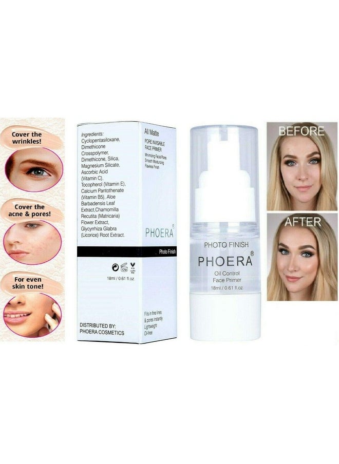 Phoera Face Primer Invisible Pores Base Oil Control Added vitamins Makeup Base Pore Filler Moisturiser Matte Finish Long Lasting Makeup Skin Pore Minimizer UK Cosmetics AquaPurity (18ml Primer)