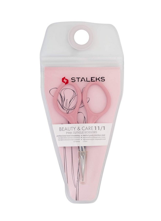 Pink Cuticle Scissors (Blade Length 22 mm) STALEKS Beauty&Care SBC-11/1 - Perfect Scissors for Cuticle Trimming