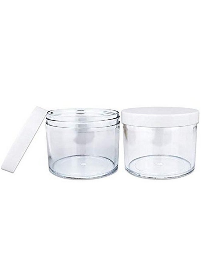 Beauticom 120g/120ml (4 Fl Oz) Thick Double Wall Leak-Proof Round Clear Plastic Jars with Flat Top Lids for Creams, Lotions, Powders, Glitters, and more… (Color: White Lid, Quantity: 6 Pieces)