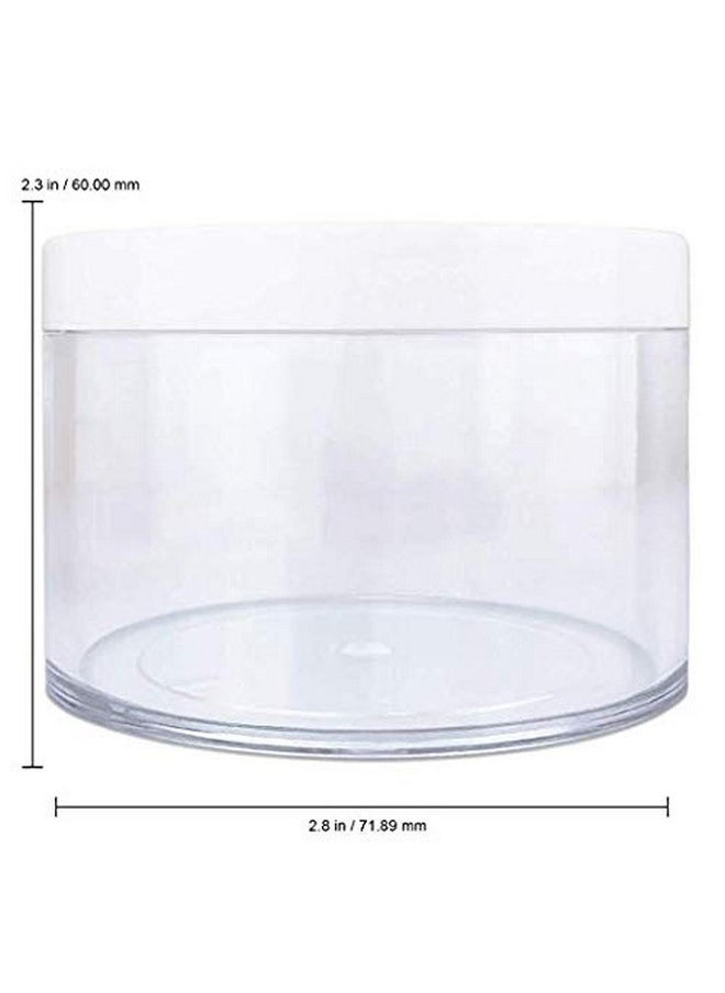 Beauticom 120g/120ml (4 Fl Oz) Thick Double Wall Leak-Proof Round Clear Plastic Jars with Flat Top Lids for Creams, Lotions, Powders, Glitters, and more… (Color: White Lid, Quantity: 6 Pieces)