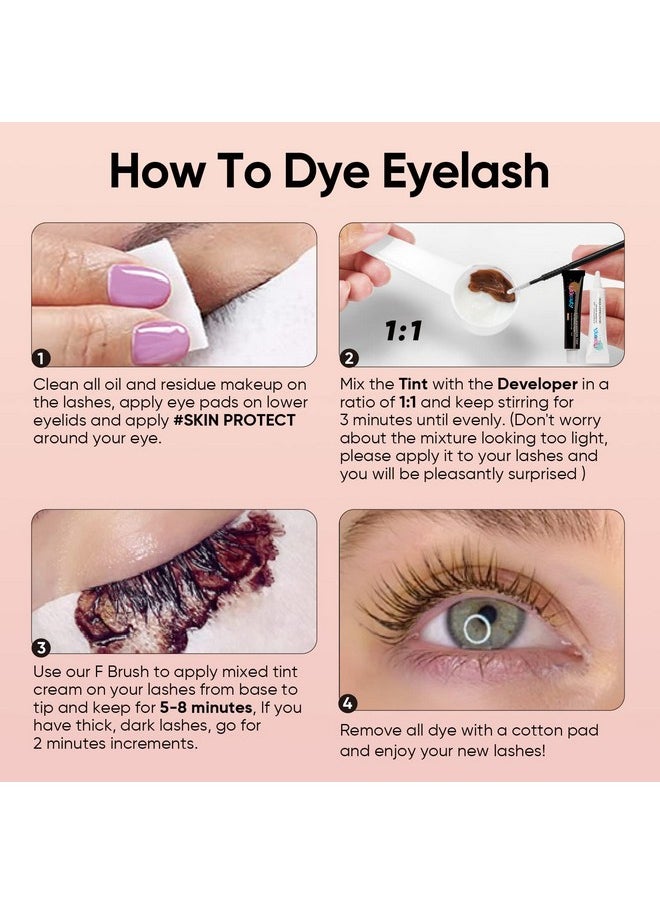 Libeauty Eyelash and Eyebrow Color Kit Brown Instant Hair Color Kit for Lash and Brow Perfect Partner for Lash Perm/Lift/Lamination Treatment Voluminous Coloring