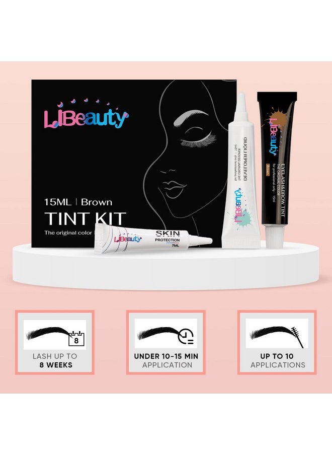 Libeauty Eyelash and Eyebrow Color Kit Brown Instant Hair Color Kit for Lash and Brow Perfect Partner for Lash Perm/Lift/Lamination Treatment Voluminous Coloring