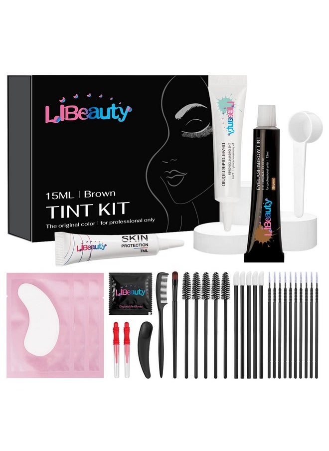 Libeauty Eyelash and Eyebrow Color Kit Brown Instant Hair Color Kit for Lash and Brow Perfect Partner for Lash Perm/Lift/Lamination Treatment Voluminous Coloring