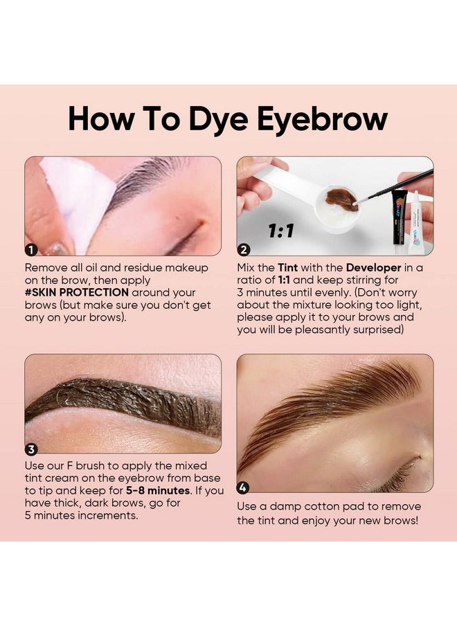 Libeauty Eyelash and Eyebrow Color Kit Brown Instant Hair Color Kit for Lash and Brow Perfect Partner for Lash Perm/Lift/Lamination Treatment Voluminous Coloring