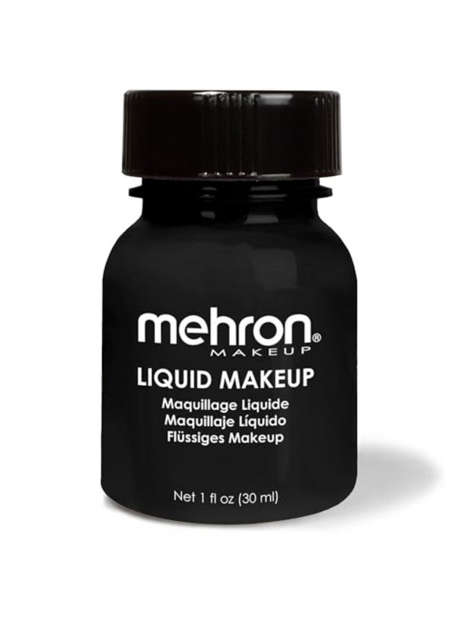 Mehron Makeup Liquid Makeup | Face Paint and Body Paint Perfect for Halloween, Cosplay I Air Brush Compatible Body Paint (1 oz) (BLACK)