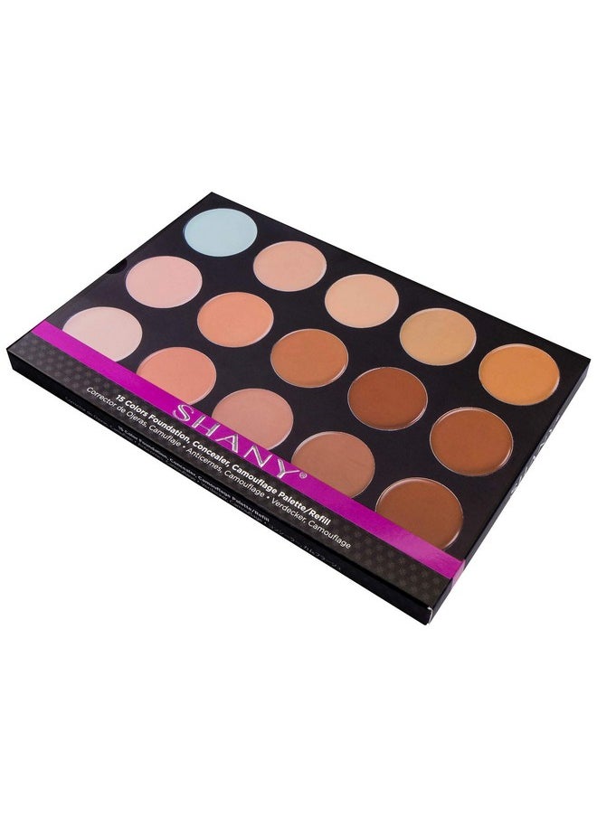 SHANY CONTOUR CAMO Professional Cream Foundation, Foundation Primer,Camouflage Concealer Makeup Palette - 15 Color Face Palette