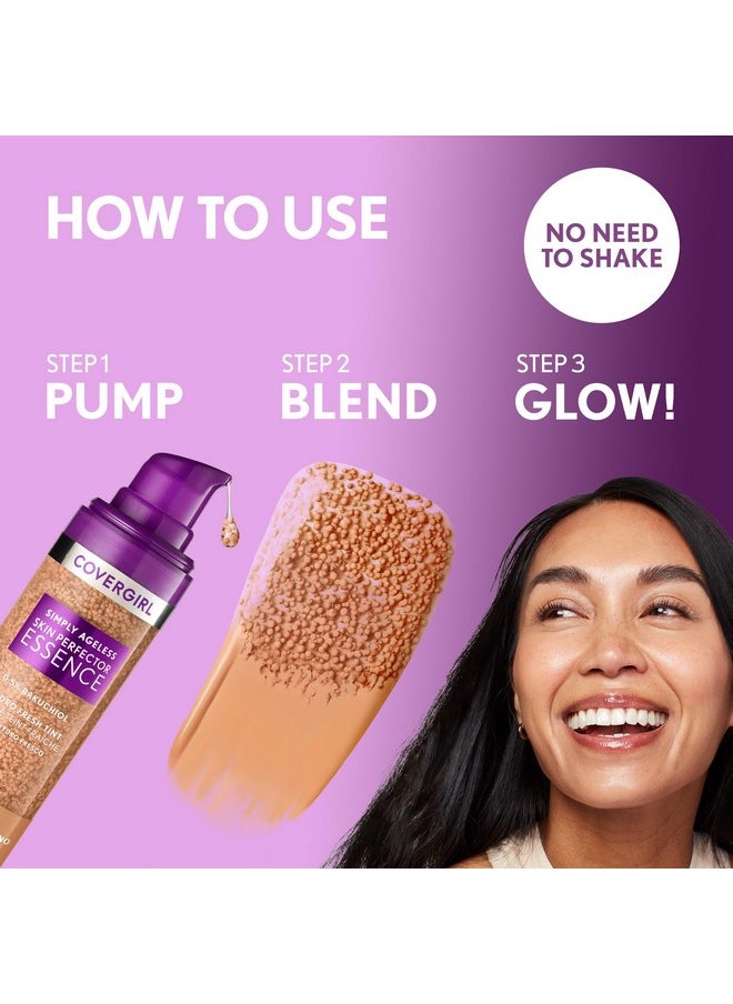 Covergirl Simply Ageless Skin Perfector Essence Foundation, 10 Fair, Tinted Skin Perfector, Skincare Makeup Hybrid, Sheer Tint, Radiant Finish, Skin-Like Finish, Vegan Formula, 1.0oz