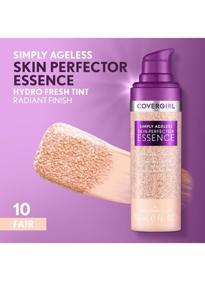 Covergirl Simply Ageless Skin Perfector Essence Foundation, 10 Fair, Tinted Skin Perfector, Skincare Makeup Hybrid, Sheer Tint, Radiant Finish, Skin-Like Finish, Vegan Formula, 1.0oz