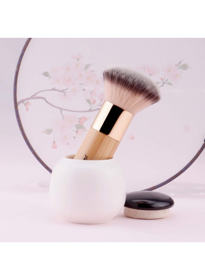 ANNE'S GIVERNY Makeup Foundation Sponge Brush Bronzer Loose Powder Blush Finish Airbrush Buffer Contour Kabuki Blender (Bamboo)