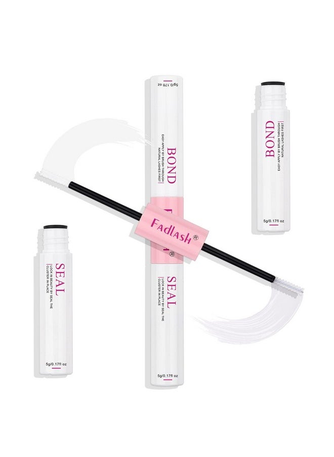 FADLASH Lash Bond and Seal 10ml Individual Lashes Glue and Seal Super Strong Hold DIY Lash Extension Kit Hold 48-72 Hours Waterproof Cluster Lash Glue Eyelash Extension Kit