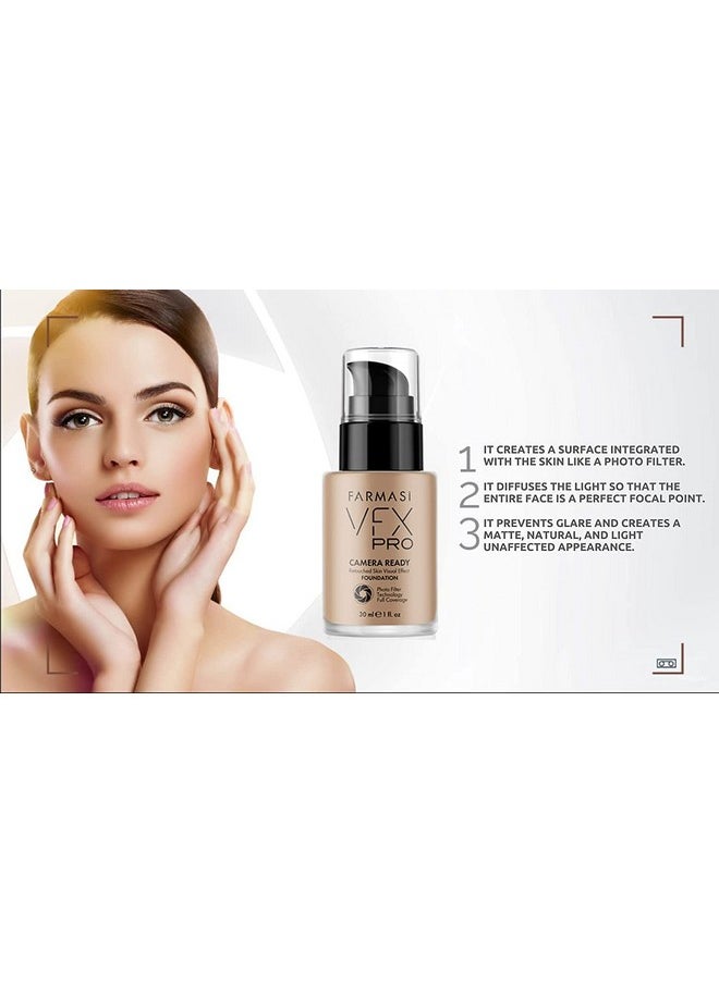 FARMASi VFX Pro Natural Beige and VFX Pro Primer Long Lasting Liquid Foundation Set, Skin Moisturizer Advanced Breathable Hydrating Full Coverage makeup for Face Makeup Set