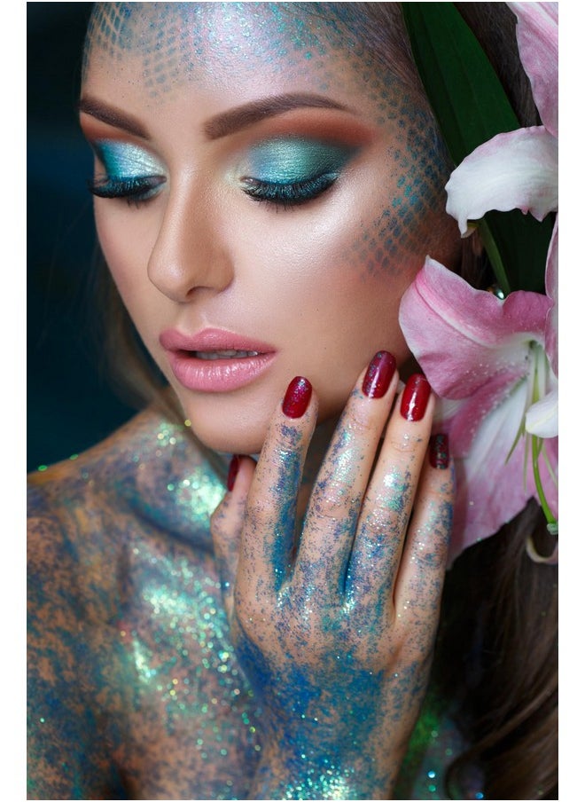 Body Glitter Gel- Face, Body & Hair (5 Pk Stardust Unicorn) Iridescent Holograph Roll-on 1 oz | Cosmetic-Grade Makeup, Apply Without Glue, Easy to Take Off & Keep Skin Clean - for Concerts & Raves