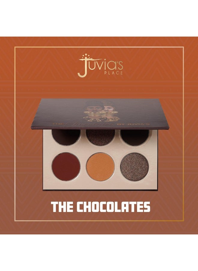 Juvia's Place Palette The Chocolates - Tan, Auburn, Shades of 6, Rich Dark Chocolate Palette, Professional Eye Makeup, Pigmented Palette, Makeup Palette for Eye Color & Shine