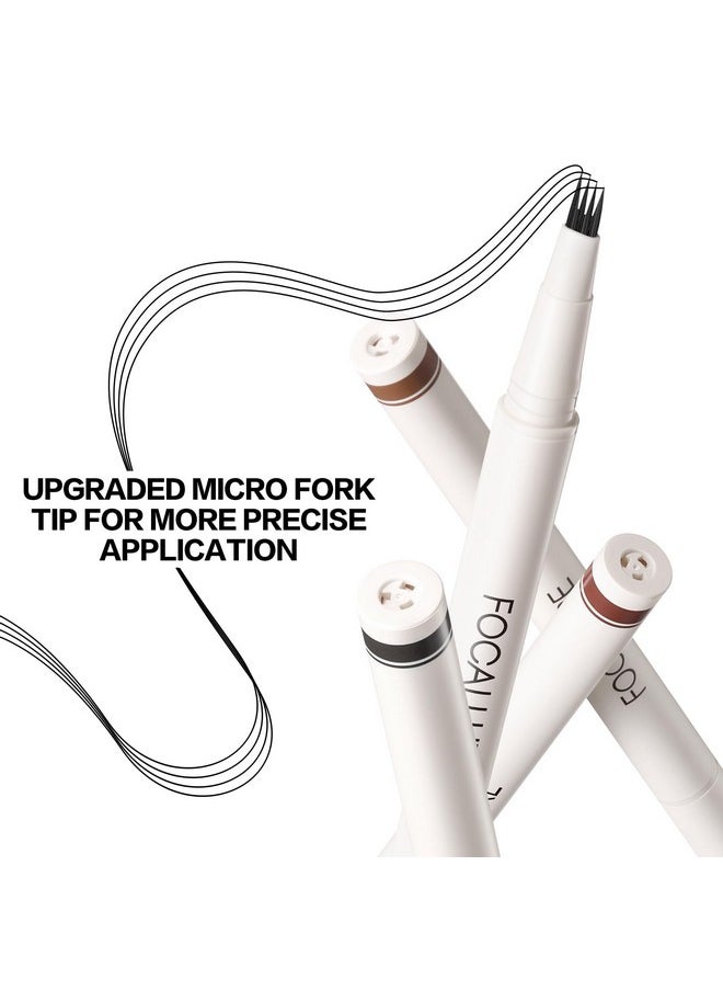 FOCALLURE FLUFFMAX TINTED Liquid Eyebrow Pen, Eyebrow Microblading Pen with a Micro-Fork Tip Applicator, Long-Lasting, Smudge-Proof, Creates Natural Looking Brows, DEEP BROWN