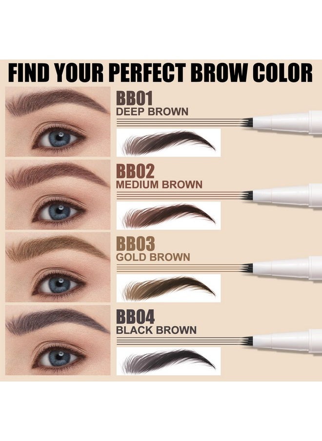 FOCALLURE FLUFFMAX TINTED Liquid Eyebrow Pen, Eyebrow Microblading Pen with a Micro-Fork Tip Applicator, Long-Lasting, Smudge-Proof, Creates Natural Looking Brows, DEEP BROWN