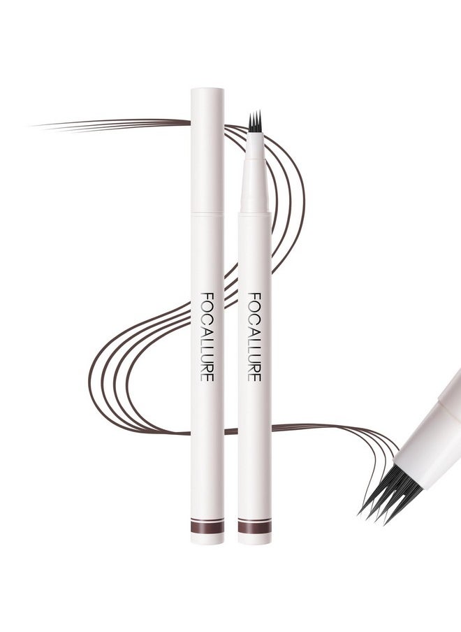 FOCALLURE FLUFFMAX TINTED Liquid Eyebrow Pen, Eyebrow Microblading Pen with a Micro-Fork Tip Applicator, Long-Lasting, Smudge-Proof, Creates Natural Looking Brows, DEEP BROWN
