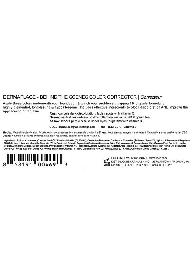 Dermaflage Color Correcting Palette, Color Corrector Concealer for Dark Circles, Redness, Bruises, Dark Spots, by Dermaflage 6.9g/.24oz