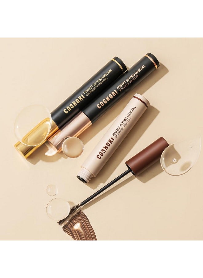 COSNORI Perfect Setting Waterproof Mascara Volume & Curl - Volumizing Mascara Black - Thicker, Voluminous Eyelashes - Waterproof, Smudge Proof, Clump Free - Irritation Free Tested, 0.24 fl.oz.