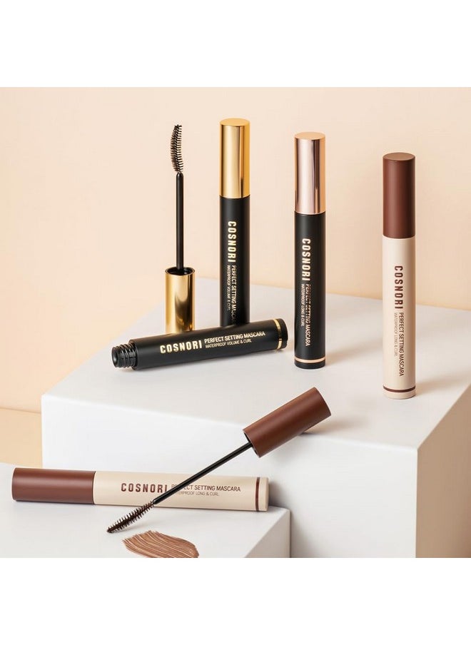 COSNORI Perfect Setting Waterproof Mascara Volume & Curl - Volumizing Mascara Black - Thicker, Voluminous Eyelashes - Waterproof, Smudge Proof, Clump Free - Irritation Free Tested, 0.24 fl.oz.