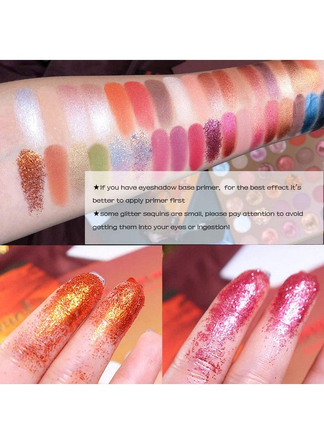 BestLand Pro 35 Colors Glitter Eyeshadow Palette with Eyeshadow Brush，Highly Pigmented Pressed Soft Creamy Metallic Matte Shimmer Naked Eye Shadow Powder Makeup Palette Set