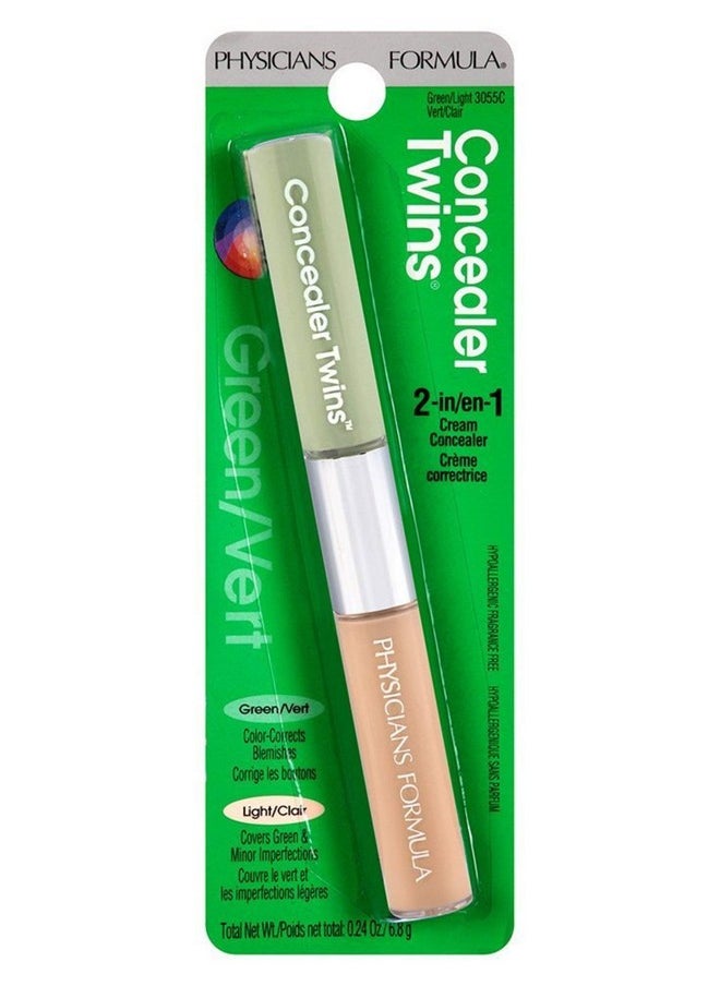 Physicians Formula Cream Dual-Ended Concealer Stick Green/Light, Neutralizing, Dark Circles, Scars, Blemishes, Eyes