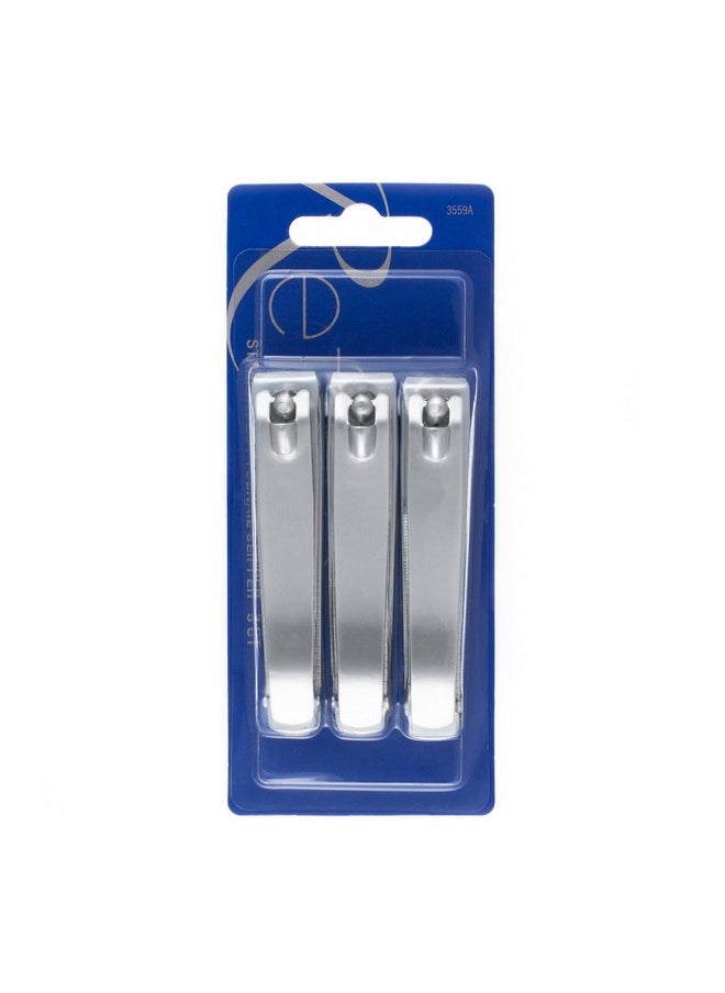 REFINE Straight Cut Toenail Clipper, Deluxe with Swing-Out Attached Metal File - 3 ct