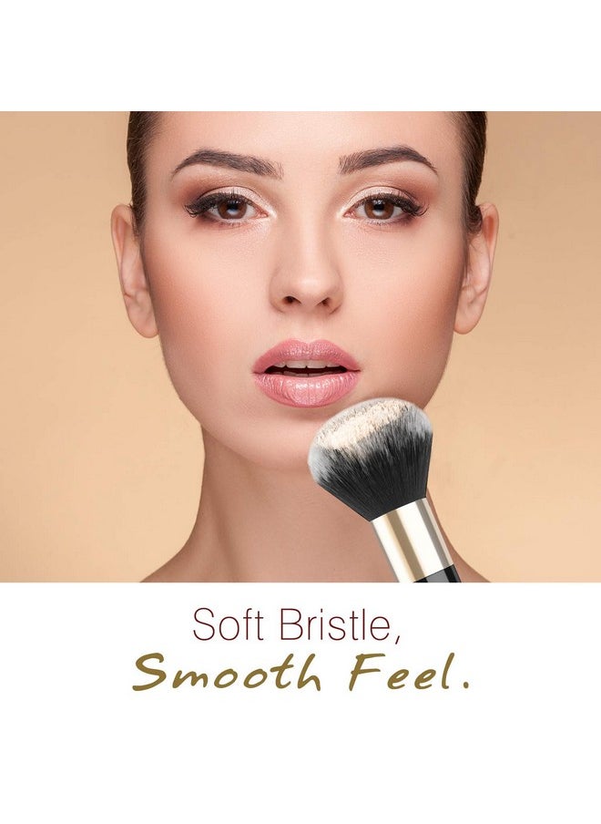 Luxspire Powder Makeup Brush, Flat Kabuki Brush, Single Large Makeup Brush Soft Face Mineral Powder Foundation Brush Blush Brush for Blending Makeup, Black & Gold