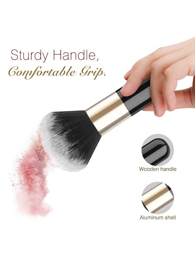 Luxspire Powder Makeup Brush, Flat Kabuki Brush, Single Large Makeup Brush Soft Face Mineral Powder Foundation Brush Blush Brush for Blending Makeup, Black & Gold