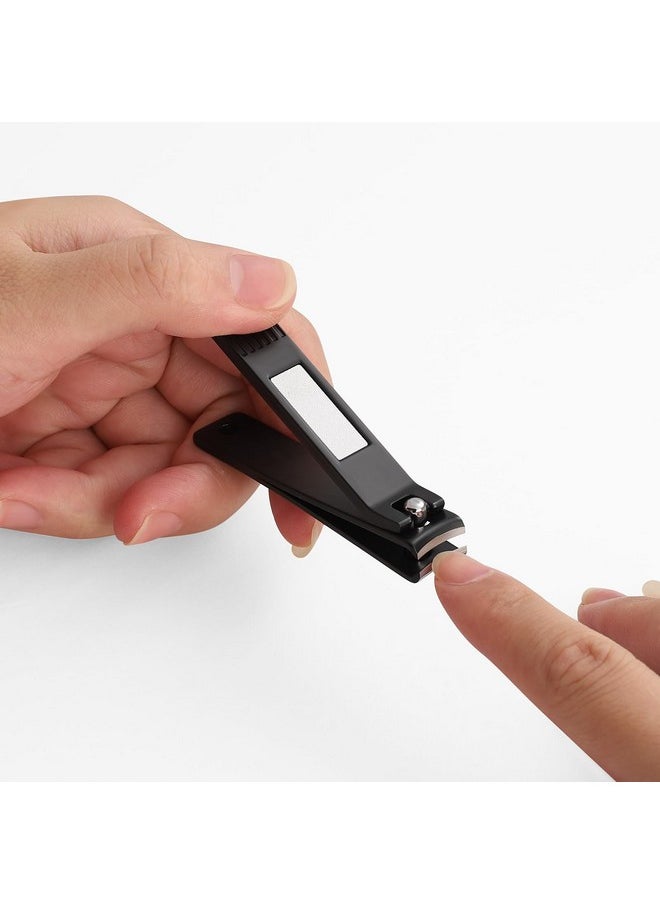 HAWATOUR Nail Clippers Set, Ultra Sharp Curved Blade Fingernail and Toenail Clipper Cutters with Visibly Tin Case, Squares and Stripes, Black