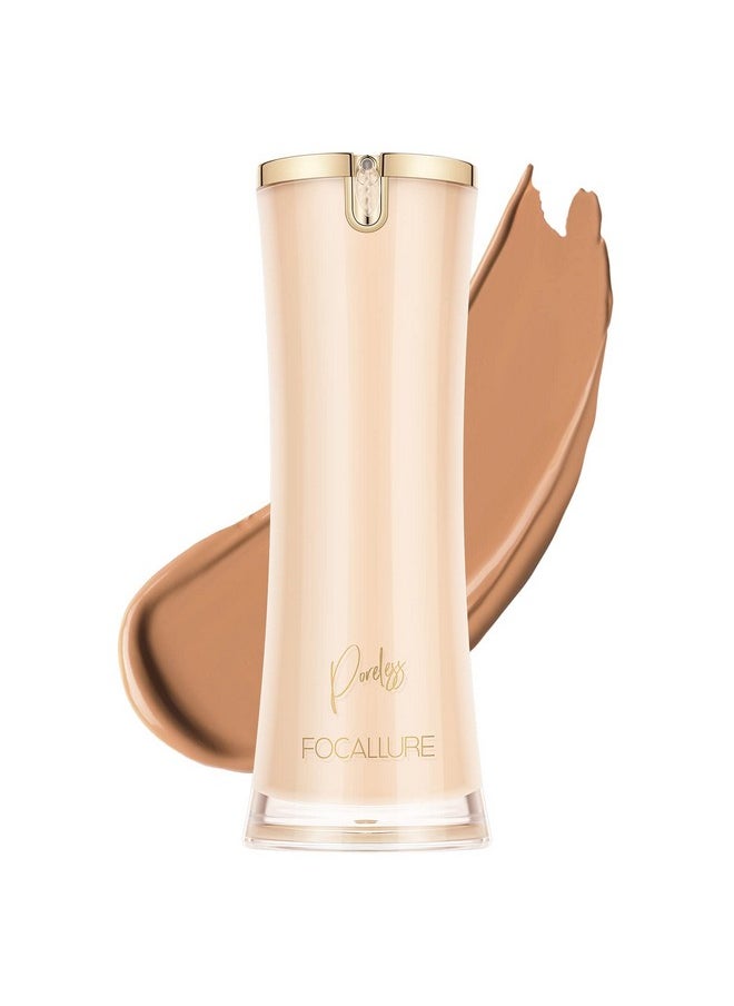 FOCALLURE PerfectBase Lasting Poreless Liquid Foundation, Medium to Full Coversage with Matte Finish, Covers Blemishes & Under-Eye Circles for All Skin Types, WP21 CASHEW