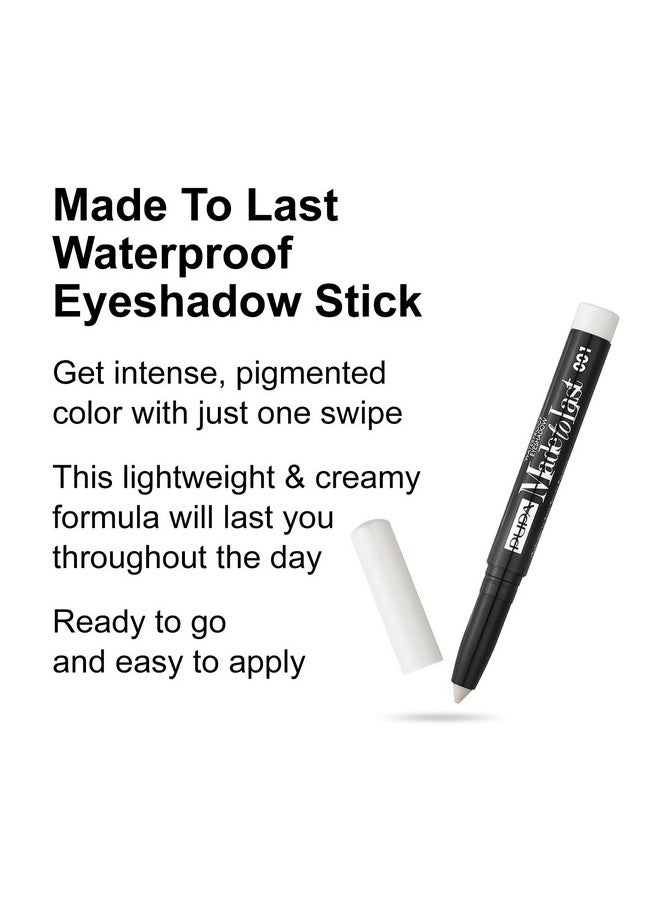 Pupa Milano Made To Last Waterproof Eyeshadow - Long Wear, Pigmented Cream Shadow Stick - Smudge Proof, Easy Blending Formula - Satin, Pearl, and Metallic Shades - 001 Flash White - 0.049 oz