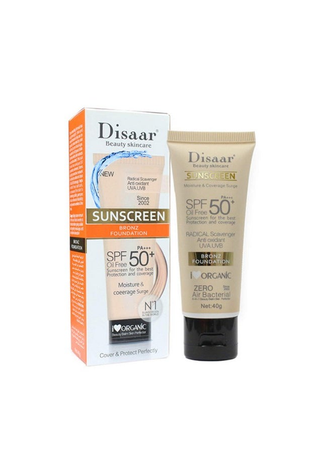 DISAAR BEAUTY Sunscreen Foundation Face Cream Body Skin Protection Anti-Aging Oil Control Moisturizing Care Removes Peeling 40g PA+++ SPF 50+