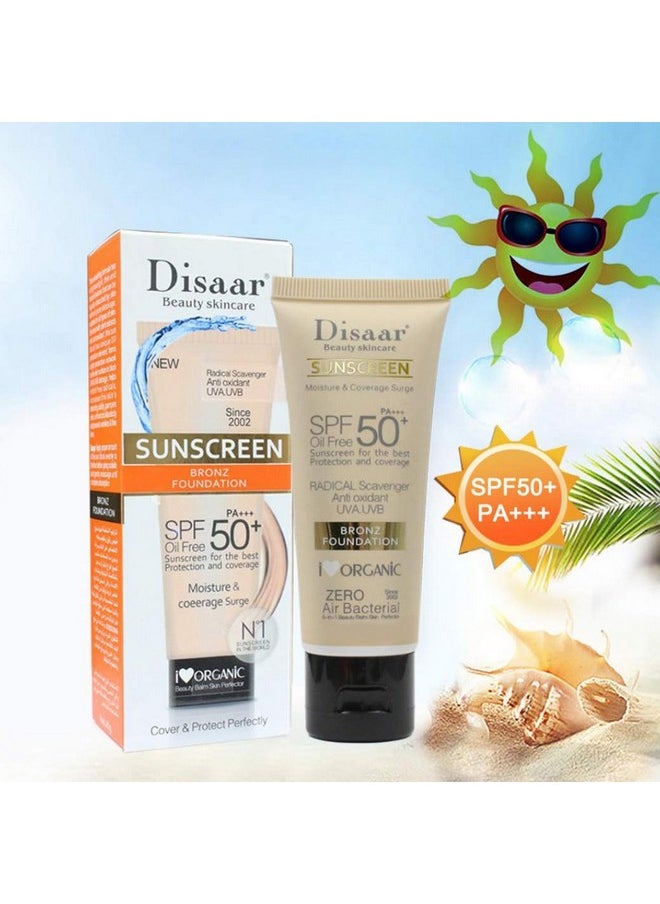 DISAAR BEAUTY Sunscreen Foundation Face Cream Body Skin Protection Anti-Aging Oil Control Moisturizing Care Removes Peeling 40g PA+++ SPF 50+