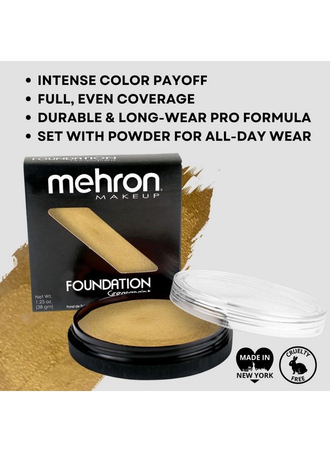 Mehron Makeup Foundation Greasepaint | Stage, Face Paint, Body Paint, Halloween Makeup 1.25 oz (38 g) (GOLD)