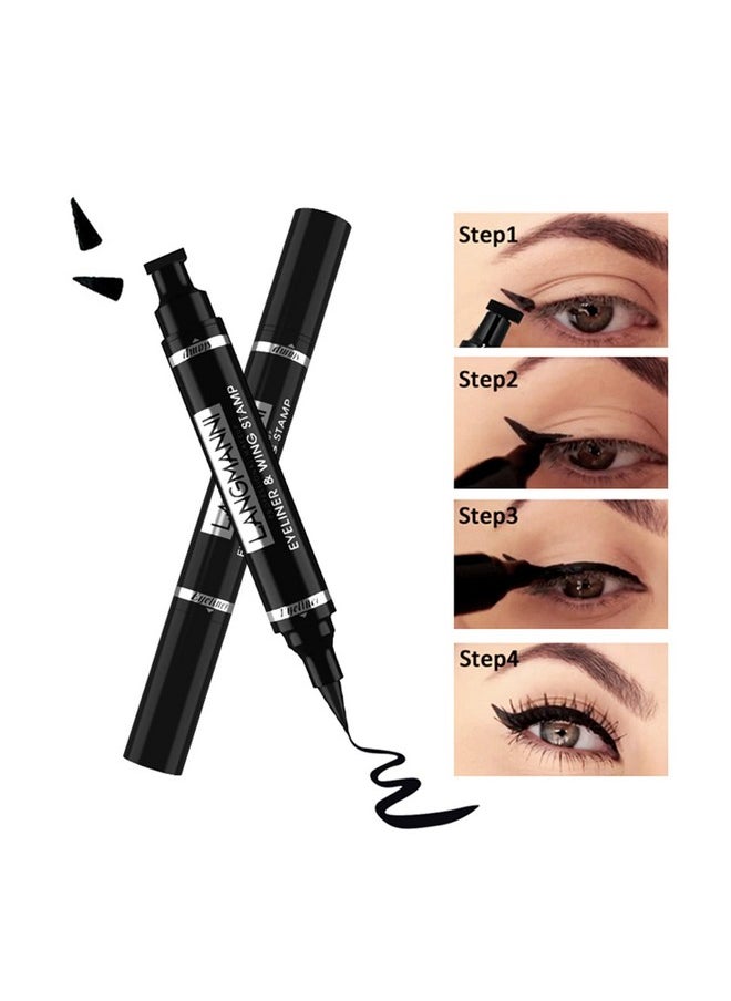 Wismee Mascara Eye Liner Eye Makeup Set Waterproof Liquid Eye Liner Stamp Mascara Black volume and length Eyelash Quick Drying Long Lasting Eye liner Pencil Cosmetic Kit with Sharpener for Women Girls