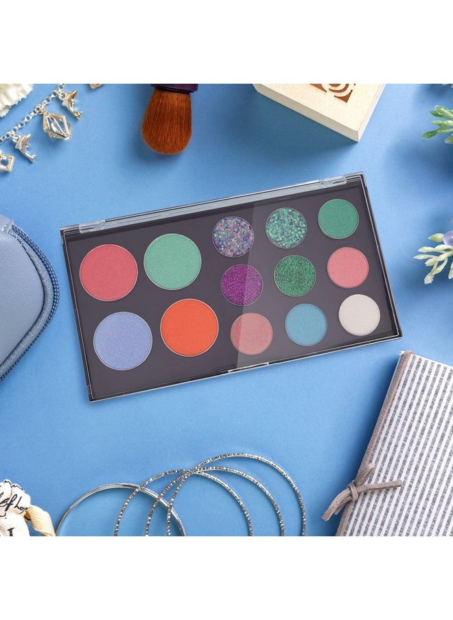 AJLTPA Magnetic Makeup Palette with Clear Top, 3Pack Empty Eyeshadow Pan Dispensing Storage Box with 60Pcs Adhesive Metal Stickers for DIY Cosmetics Lipstick Blush Powder-7.71”X4.33”Palette