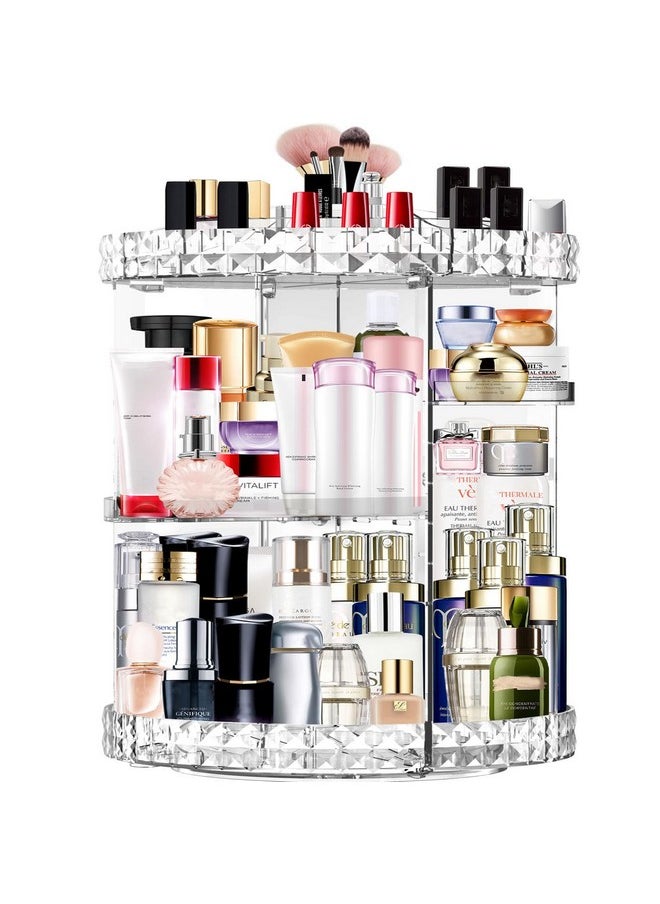 MISERWE Makeup Organizer 360 Degree Rotating 7 Adjustable Layers Large Capacity Cosmetic Organizer Transparent Make Up Organizers and Storage