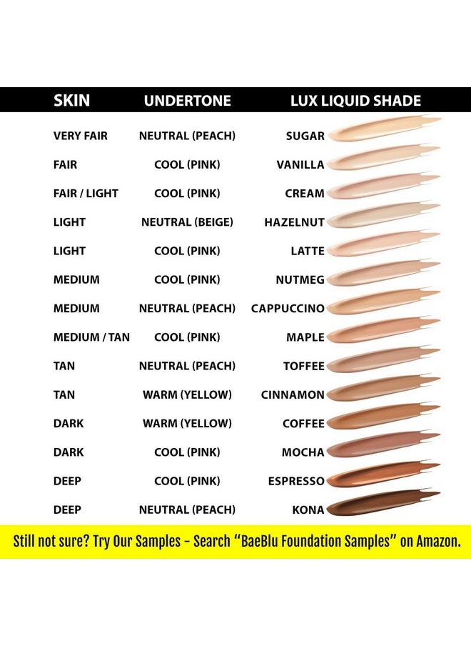BaeBlu Organic Aloe-Based LUX Liquid Foundation, Natural Vegan Gluten-Free Made in USA, Latte
