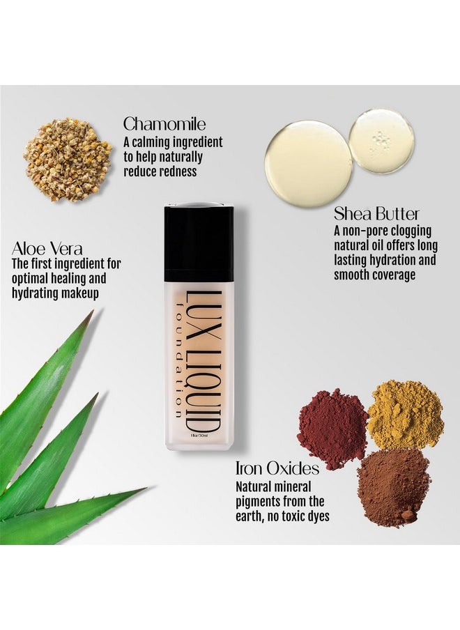 BaeBlu Organic Aloe-Based LUX Liquid Foundation, Natural Vegan Gluten-Free Made in USA, Latte