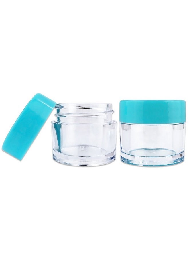 Beauticom® 7 Gram / 7 ML (Quantity: 60 Pieces) Thick Wall Round Leak Proof Clear Acrylic Jars with Teal Lids for Beauty, Cream, Cosmetics, Salves, Scrubs