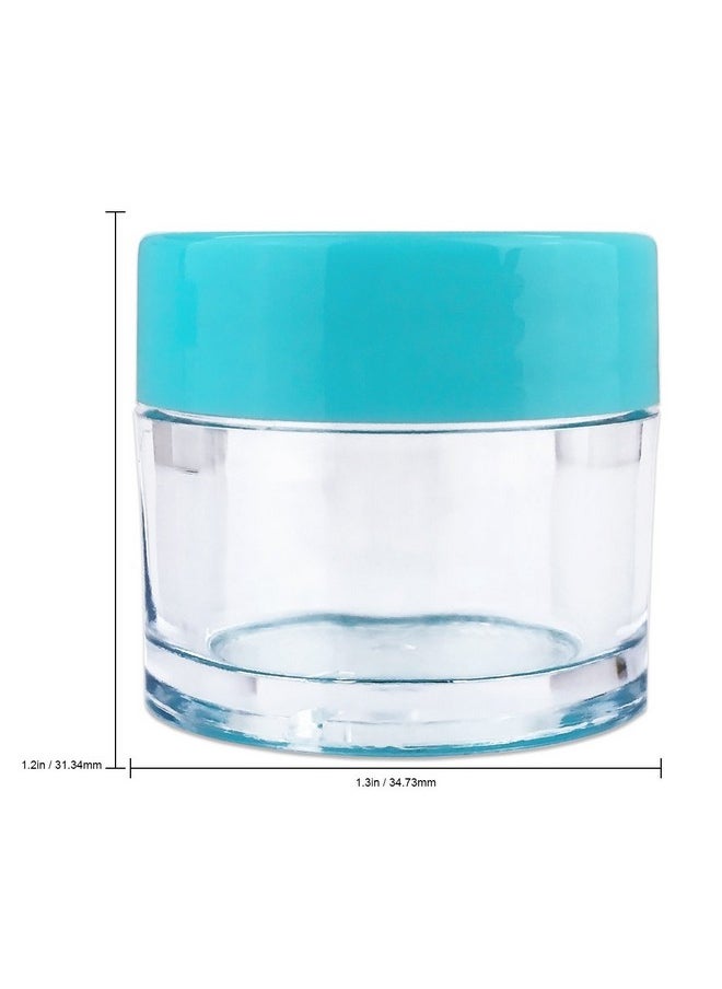Beauticom® 7 Gram / 7 ML (Quantity: 60 Pieces) Thick Wall Round Leak Proof Clear Acrylic Jars with Teal Lids for Beauty, Cream, Cosmetics, Salves, Scrubs